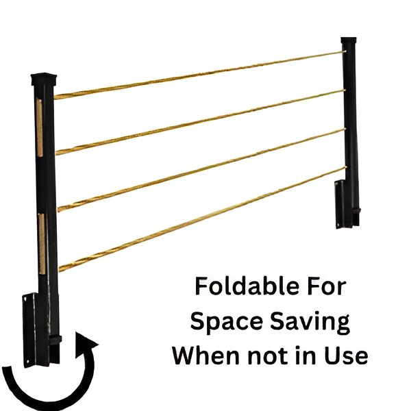 Foldable Wall-Mounted Cloth Drying Stand (24 Inches) – Heavy-Duty Laundry Hanger with Free Rope, Space-Saving Design