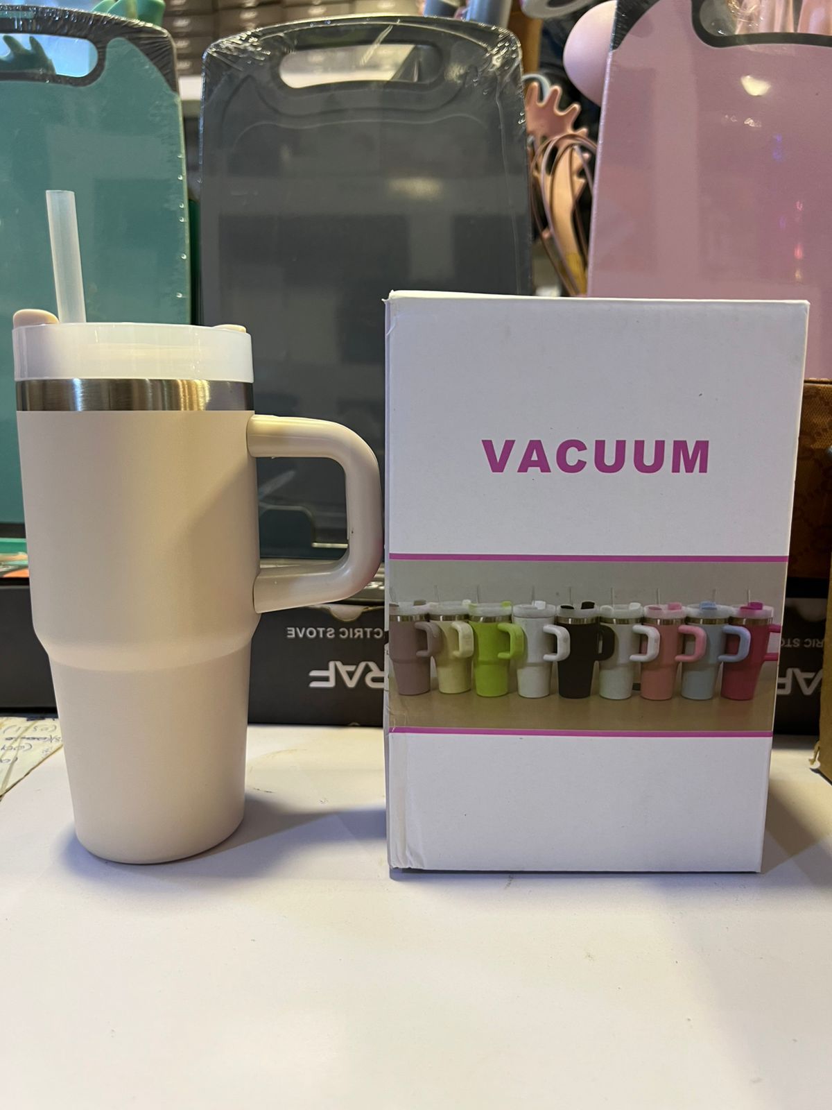 Mini Insulated Tumbler with Handle – Stainless Steel Travel Mug with Straw Lid (Hot & Cold) (480ml)