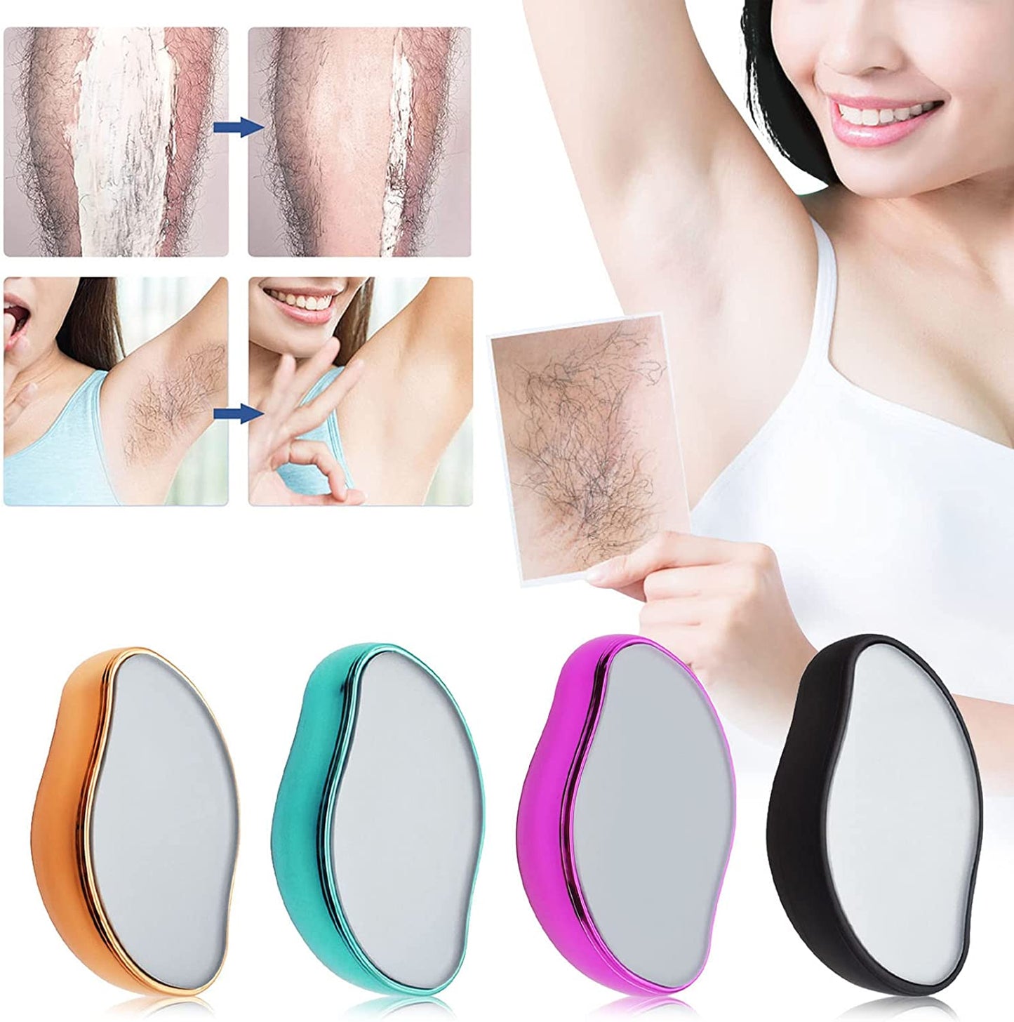 Crystal Hair Eraser - Magic Crystal Hair Remover, Painless Hair Removal With Epilator Mini Hair Remover For Men And Women Leg Arm Back Soft Smooth Silky Skin(Random Color)